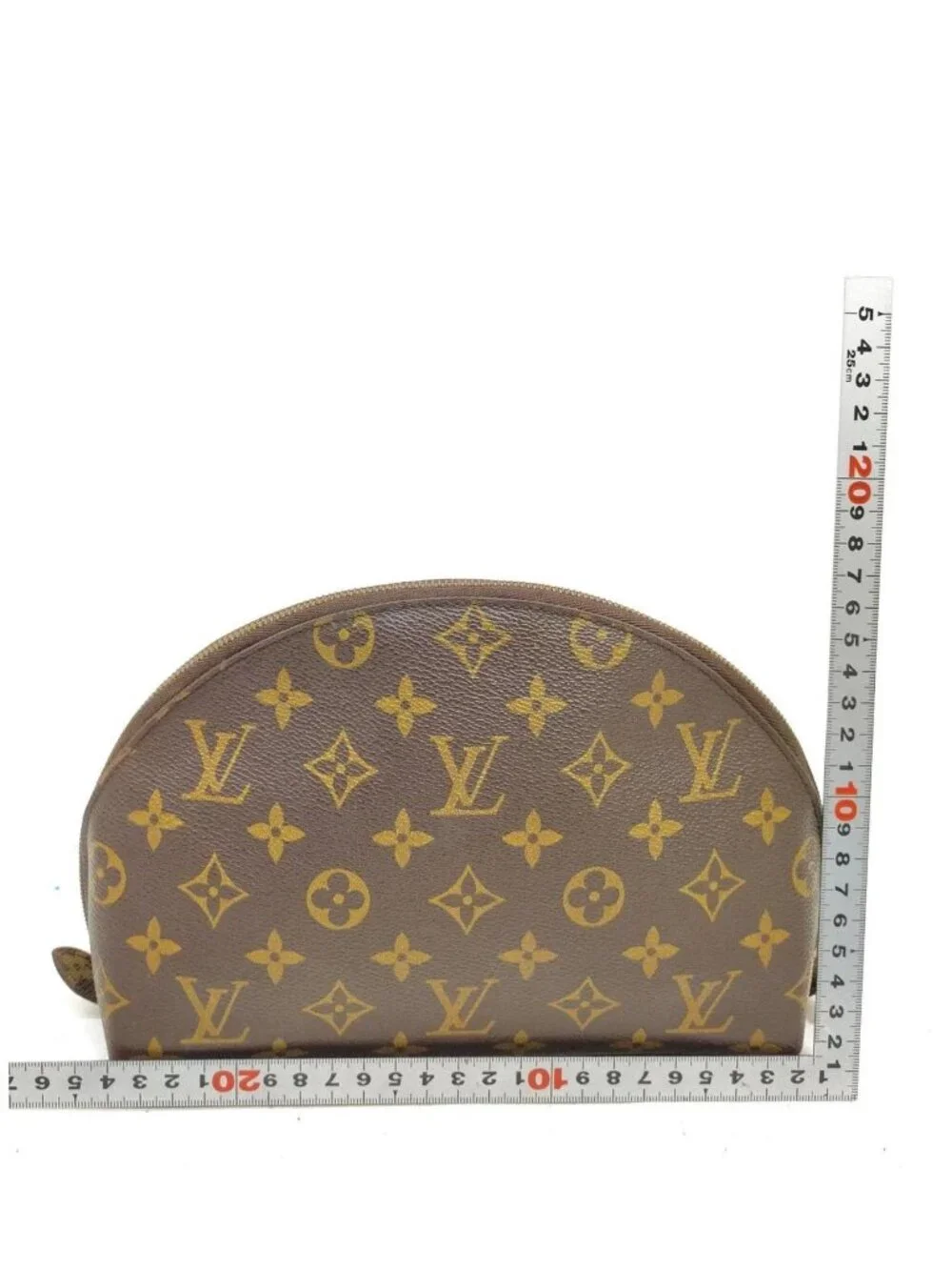 Authentic Louis Vuitton Monogram Demi Ronde Cosmetic Pouch Brown Canvas Luxury